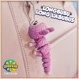 Longbubu - Flexi Articulated Labubu Figure Keychain, Bag Charm & Straw Buddy - No Supports 3D Print 3d model