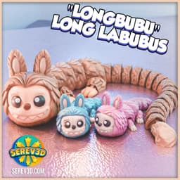 Longbubu - Flexi Articulated Labubu Figure Keychain, Bag Charm & Straw Buddy - No Supports 3D Print 3d model