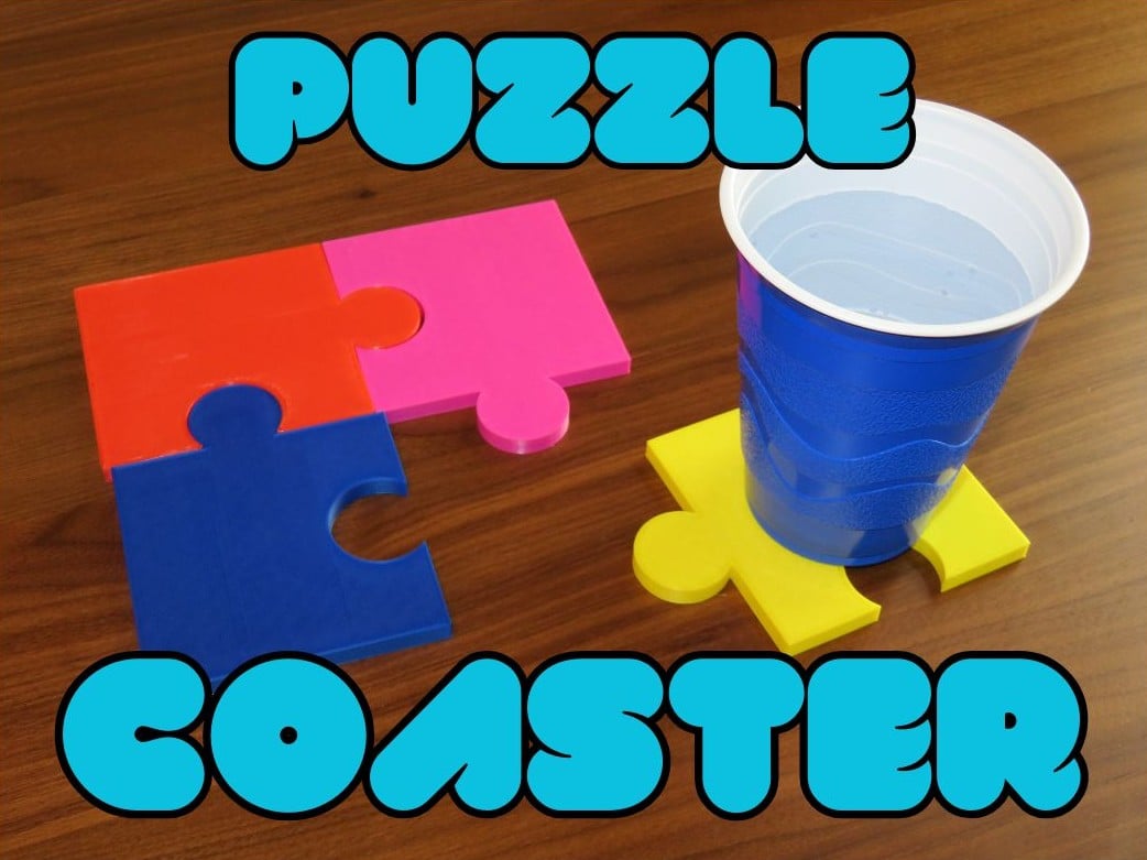 puzzle piece coaster set 3d model
