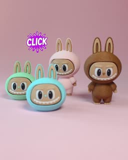 Labubu Fidget Clicker Keychain 3d model