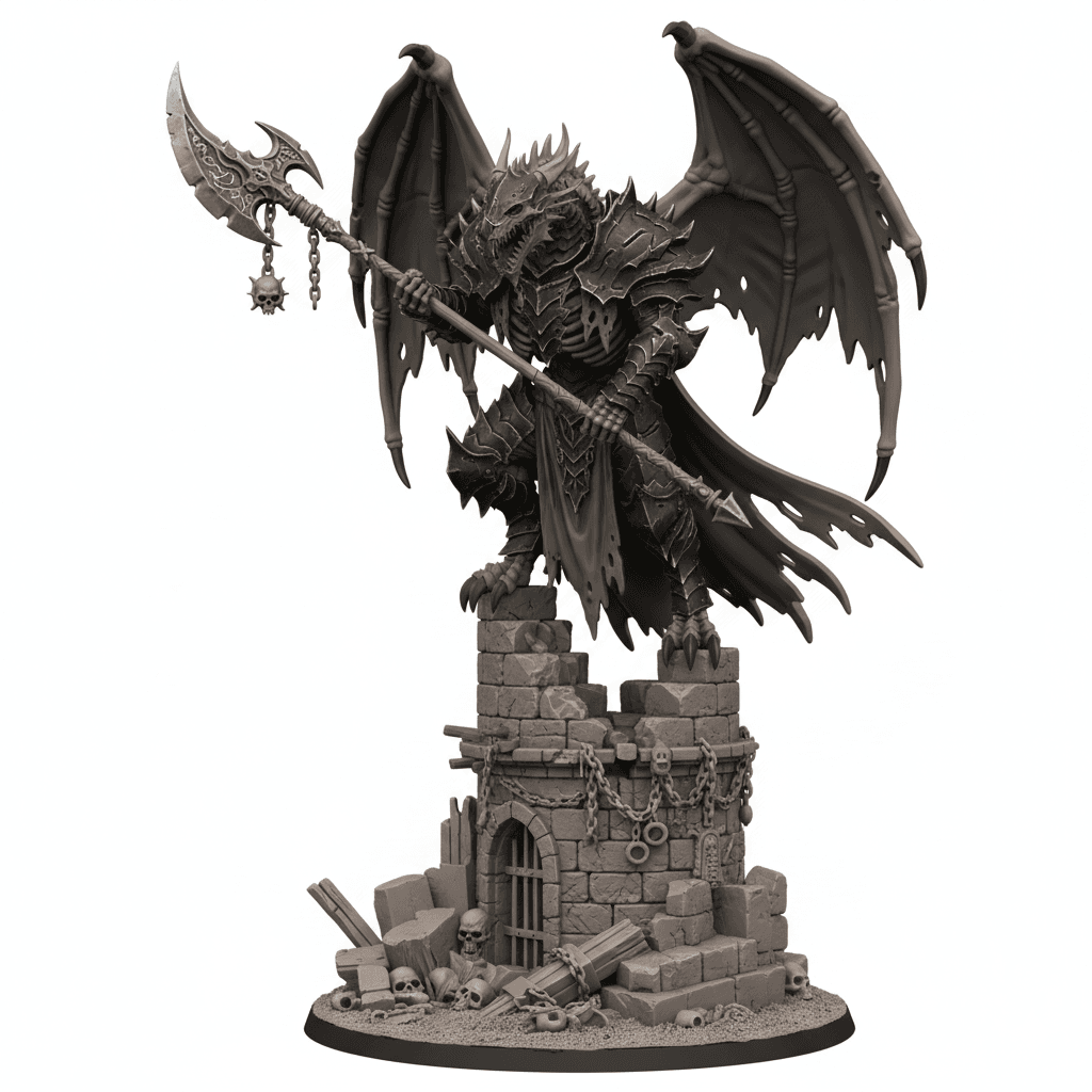 Skeleton Dragon Ruined Tower Detailed STL Model 3d model