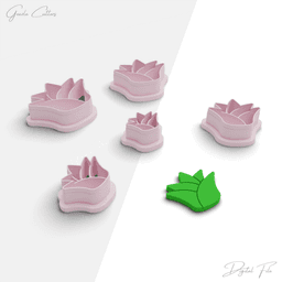 Succulent Plants And Pots Polymer Clay Cutter Pack, 7 Models, 2 Cutter Version, 5 Size, No: 1131 3d model