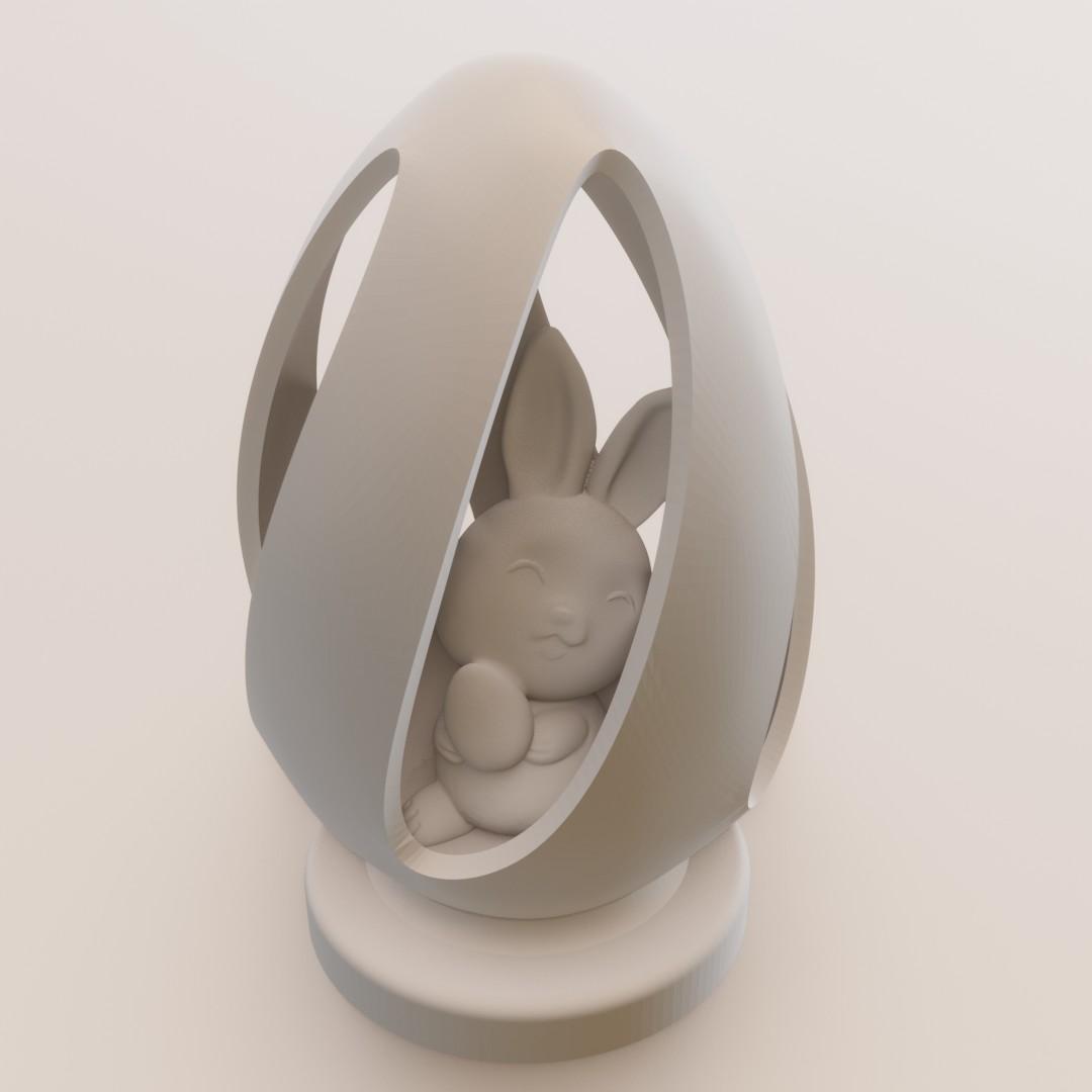 Easter egg with bunny 3d model