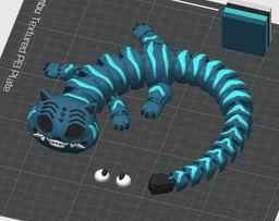 Long Derpy Tiger - Flexi Articulated Keychain, Straw Buddy & Display Figure - No Supports 3D Print S 3d model