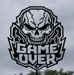 Game Over Skull Gamer Wall Art Decor.3mf 3d model