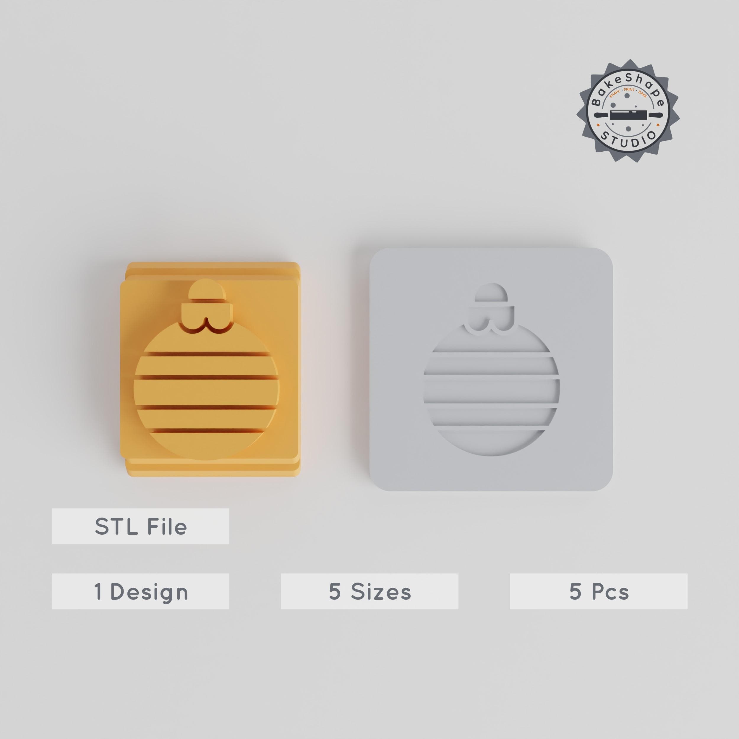 Christmas Ornament STL Set, Bauble Stamp Tile, 5-Piece Motif Sizes 20-40mm, Perfect for Clay, Cookies & Fondant PRODUCT_3481 3d model