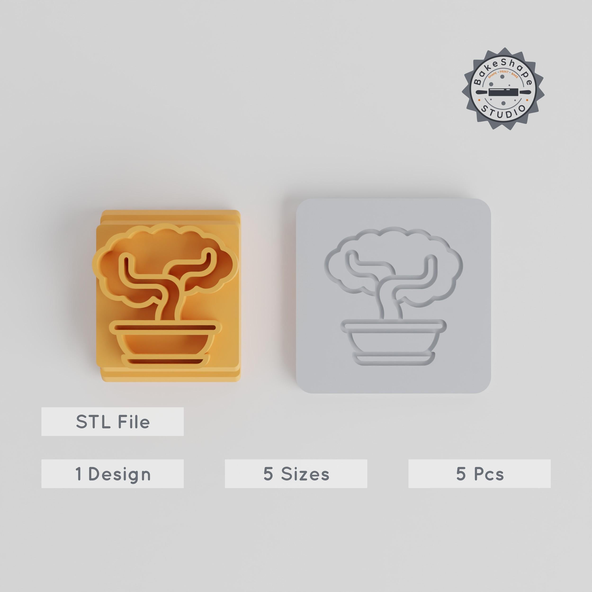 Bonsai Tree Stamp Tile Set, 5 Sizes, Perfect for Clay, Cookies & Fondant, Miniature Garden Ornament, Indoor Plant Decoration PRODUCT_1537 3d model