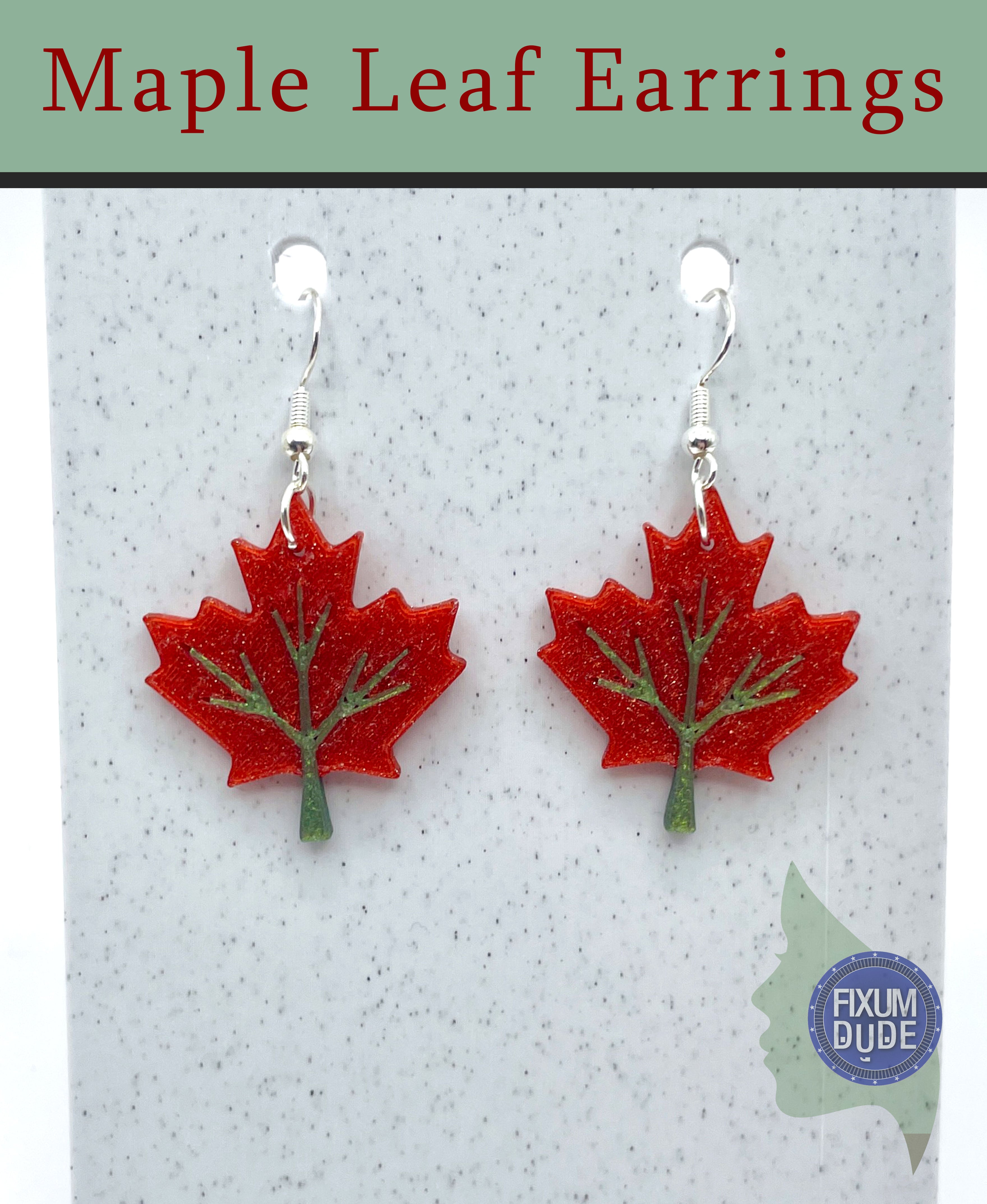 Maple Leaf Earrings 3d model