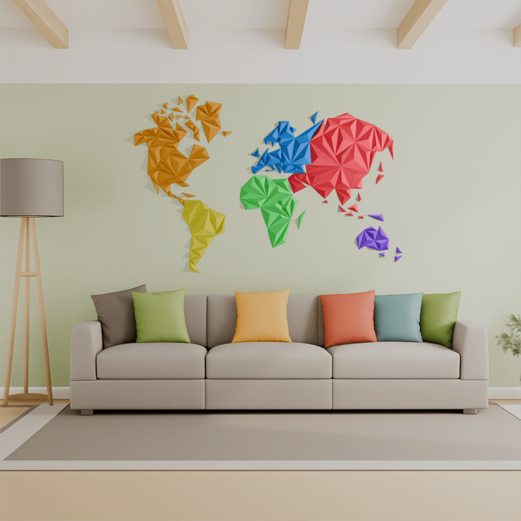 Geometric world map (resized version) 3d model