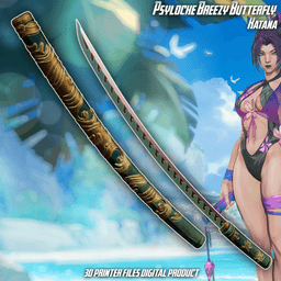 PsyLocke Breezy Butterfly Cosplay Katana Marvel Rivals 3d model