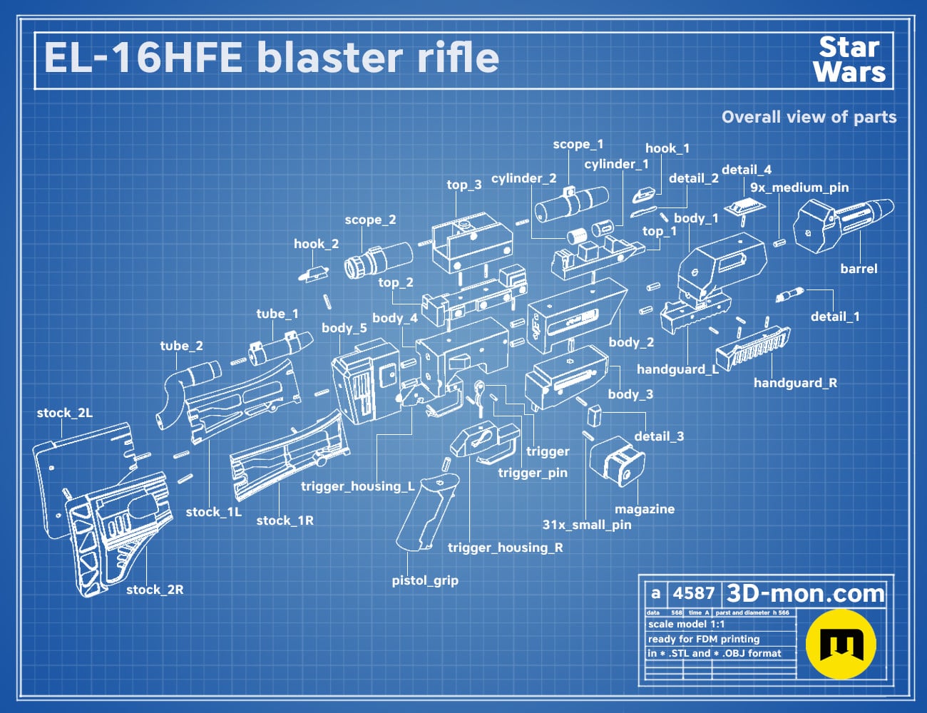 EL-16HFE Blaster Rifle 3d model