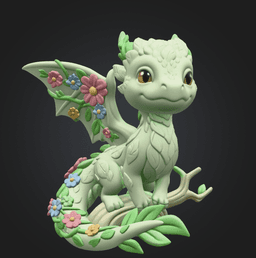Floral Forest Dragon STL File 3D Printable Cute Fantasy Drago 3d model