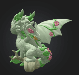 Floral Forest Dragon STL File 3D Printable Cute Fantasy Drago 3d model