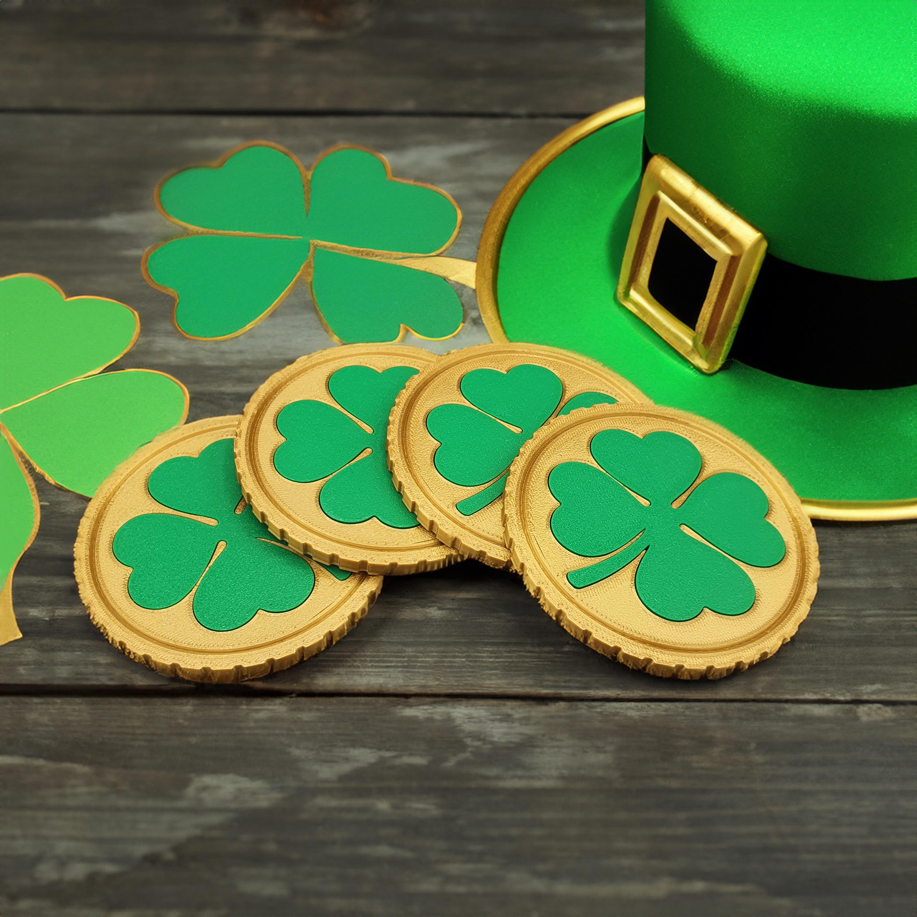 ST PATRICK LUCKY CLOVER COASTERS 3d model