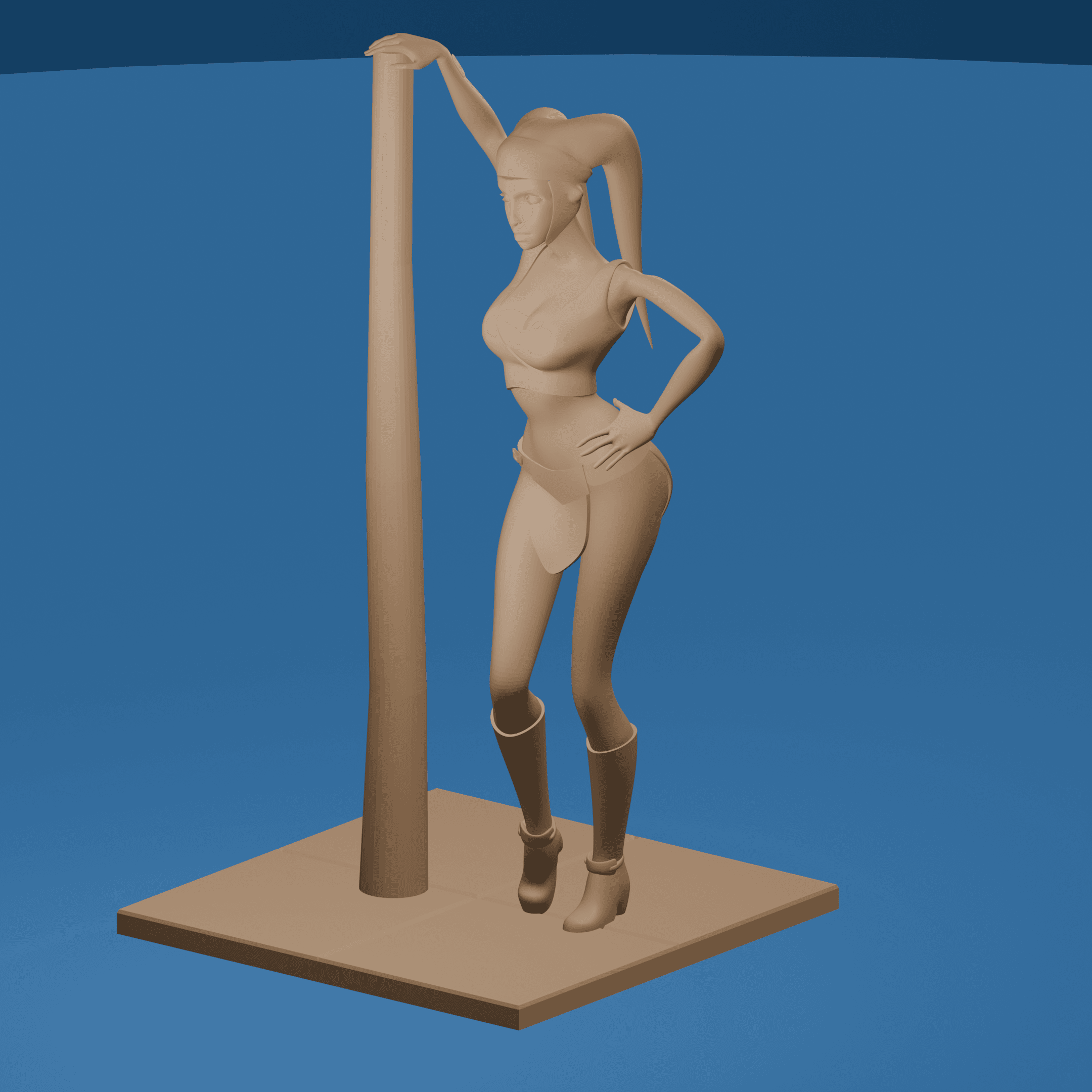 Beautiful Female Alien Leaning on a Pole v2 3d model