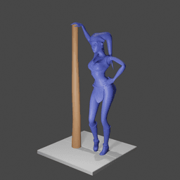 Beautiful Female Alien Leaning on a Pole v2 3d model