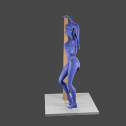 Beautiful Female Alien Leaning on a Pole v2 3d model