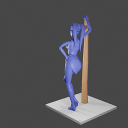 Beautiful Female Alien Leaning on a Pole v2 3d model