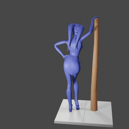 Beautiful Female Alien Leaning on a Pole v2 3d model