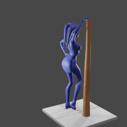 Beautiful Female Alien Leaning on a Pole v2 3d model