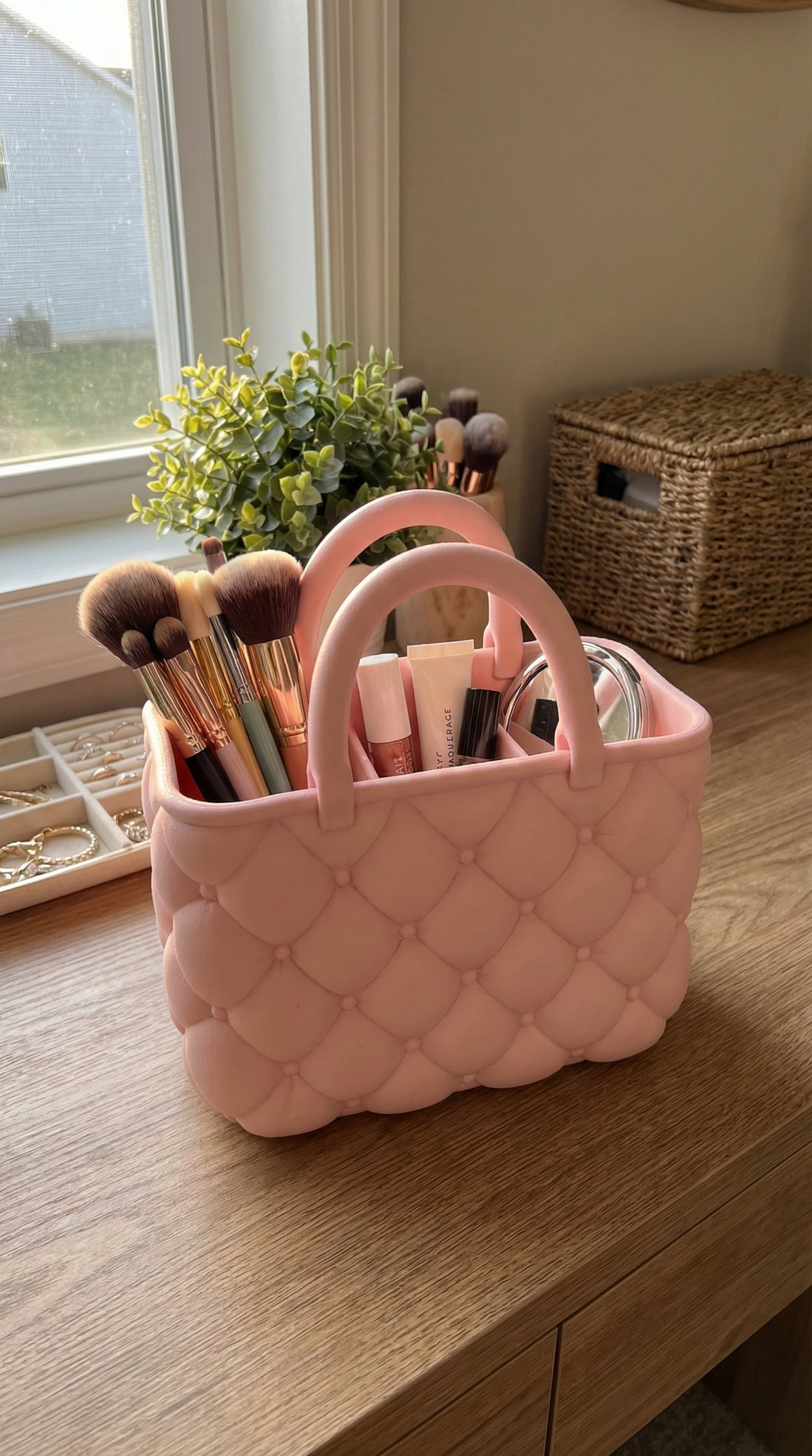 Quilted Purse Makeup Organizer - Coquette Aesthetic Vanity Caddy 3d model