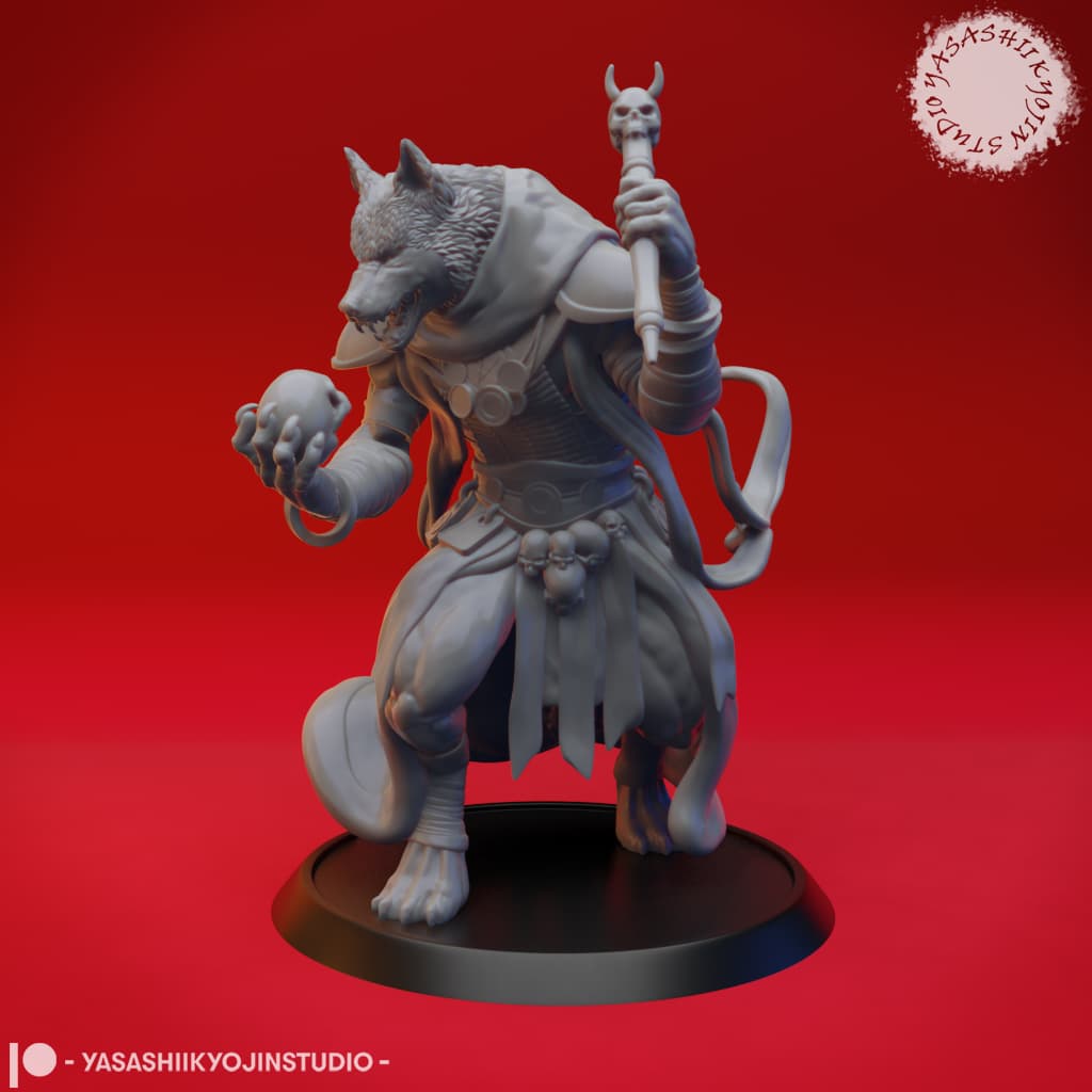 Coyote Necromancer - Tabletop Miniature 3d model