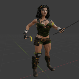 Female Fighter with Dual Crowbars v2.0 3d model
