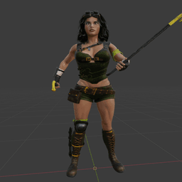 Female Fighter with Dual Crowbars v2.0 3d model