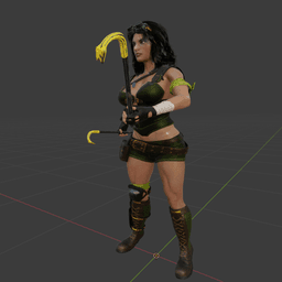 Female Fighter with Dual Crowbars v2.0 3d model