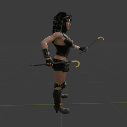 Female Fighter with Dual Crowbars v2.0 3d model