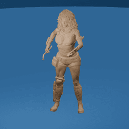 Female Fighter with Dual Crowbars v2.0 3d model