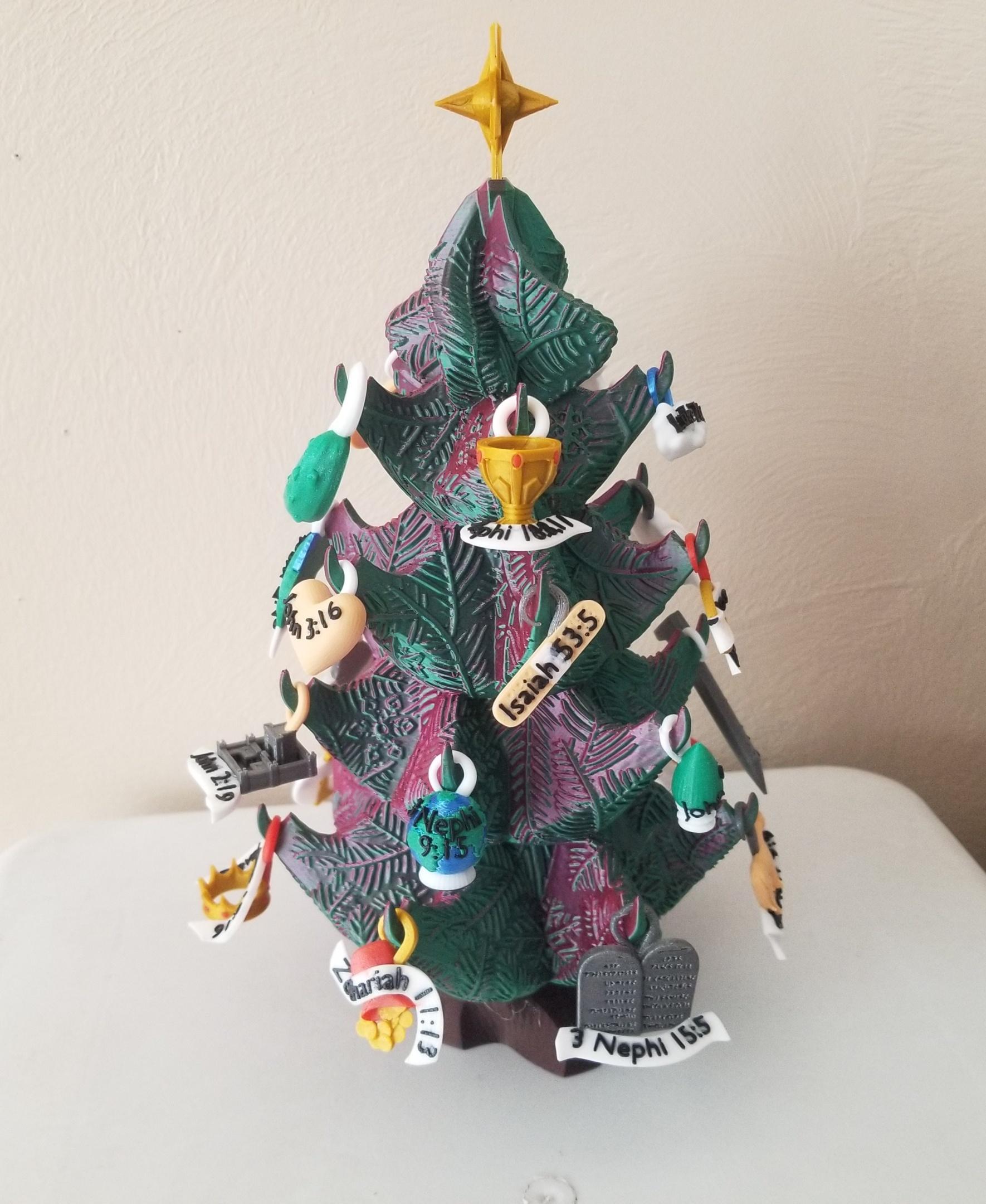 Christmas Tree Desktop Ornament - Church of Jesus Christ of Latter-Day Saints Edition - AMS 4 color ornaments - 3d model