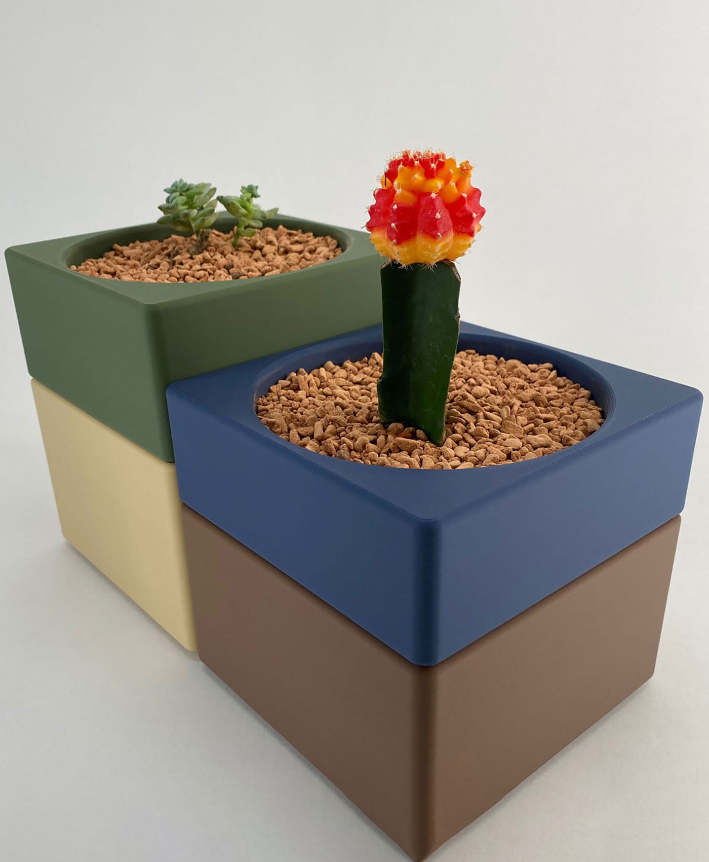 Planters for Succulent Plants - Modular Cacti Pots Set 3d model