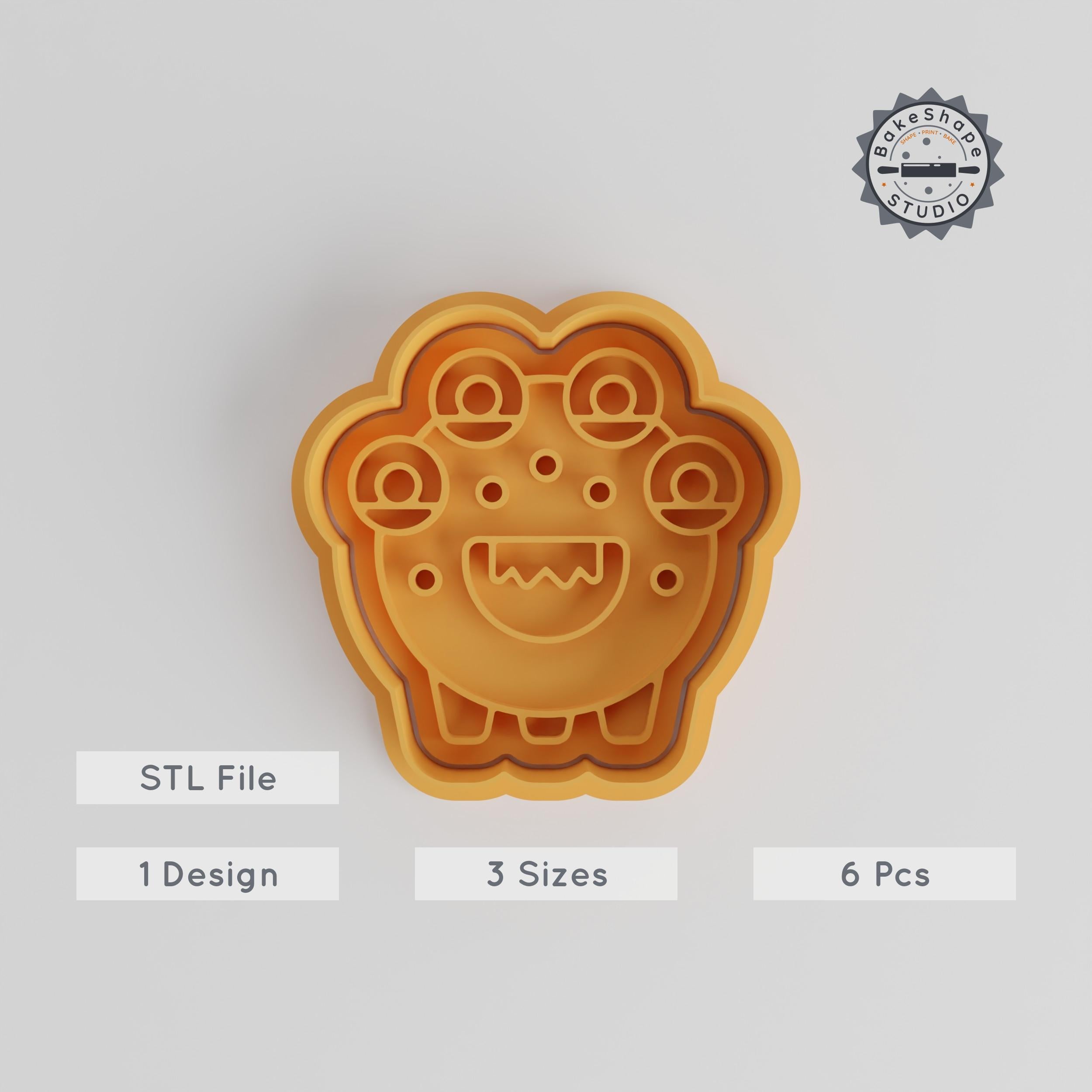 Four Eye Monster Shape Cutter & Stamp Set, Perfect for Cookies & Fondant, 6 Pieces, Includes S/M/L Sizes PRODUCT_3013 3d model