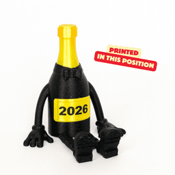 SILVESTER BUDDY / SPARKLING WINE BOTTLE ARTICULATED / SILVESTER DECOR / SILVESTER GIFT 3d model