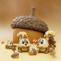 Nibble the Squirrel – Flexi Fidget Squirrel – 3DPAW 3d model