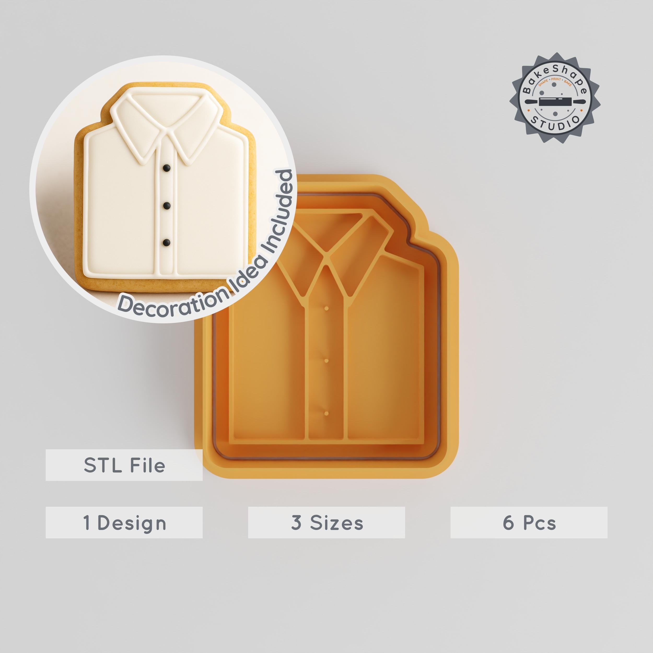 Shirt Shape Cutter & Stamp, Cookie & Fondant, Sizes S/M/L, 6-Piece Set PRODUCT_191 3d model