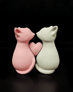 Knitted Cat Couple Vase– Heartwarming Valentine's Design 3d model