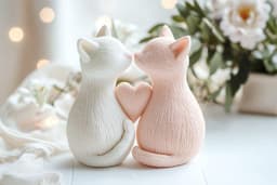 Knitted Cat Couple Vase– Heartwarming Valentine's Design 3d model