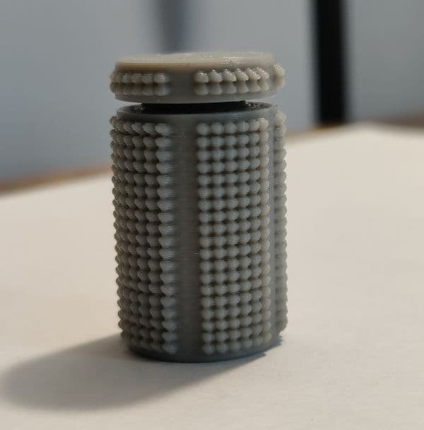 Cap 100%
Body is 20%, but I would do it again at 60%.
Use a little white lithium grease on the threads.