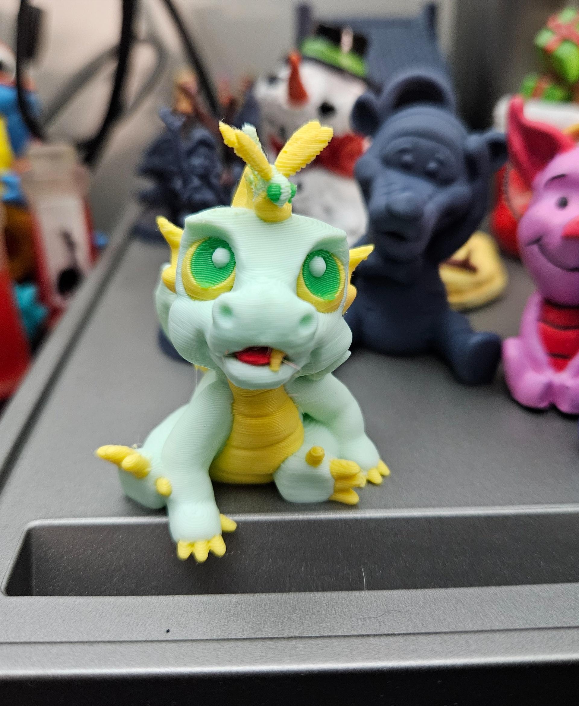 Bo the Baby Dragon and Peep the Dragonfly - 50%scale PLA in multi colour! On the Bambu  - 3d model