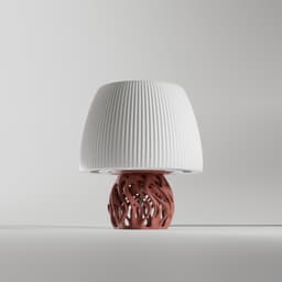Root Lamp – 3D Printed Table Lamp with Organic Growth Base and Ribbed Diffuser 3d model