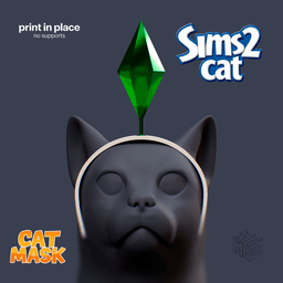 Plumbob Headband Cat Mask – 3D Printable Accessory 3d model