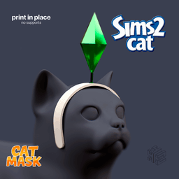 Plumbob Headband Cat Mask – 3D Printable Accessory 3d model