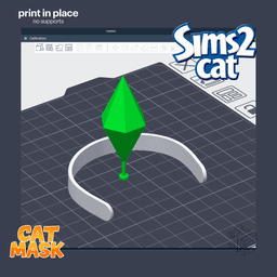 Plumbob Headband Cat Mask – 3D Printable Accessory 3d model