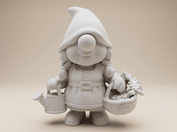 Caretaker Garden Gnome – Braided Female Figurine (Whimsical Clay Style) 3d model