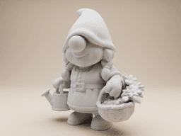 Caretaker Garden Gnome – Braided Female Figurine (Whimsical Clay Style) 3d model