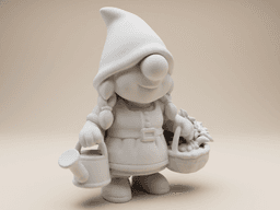 Caretaker Garden Gnome – Braided Female Figurine (Whimsical Clay Style) 3d model