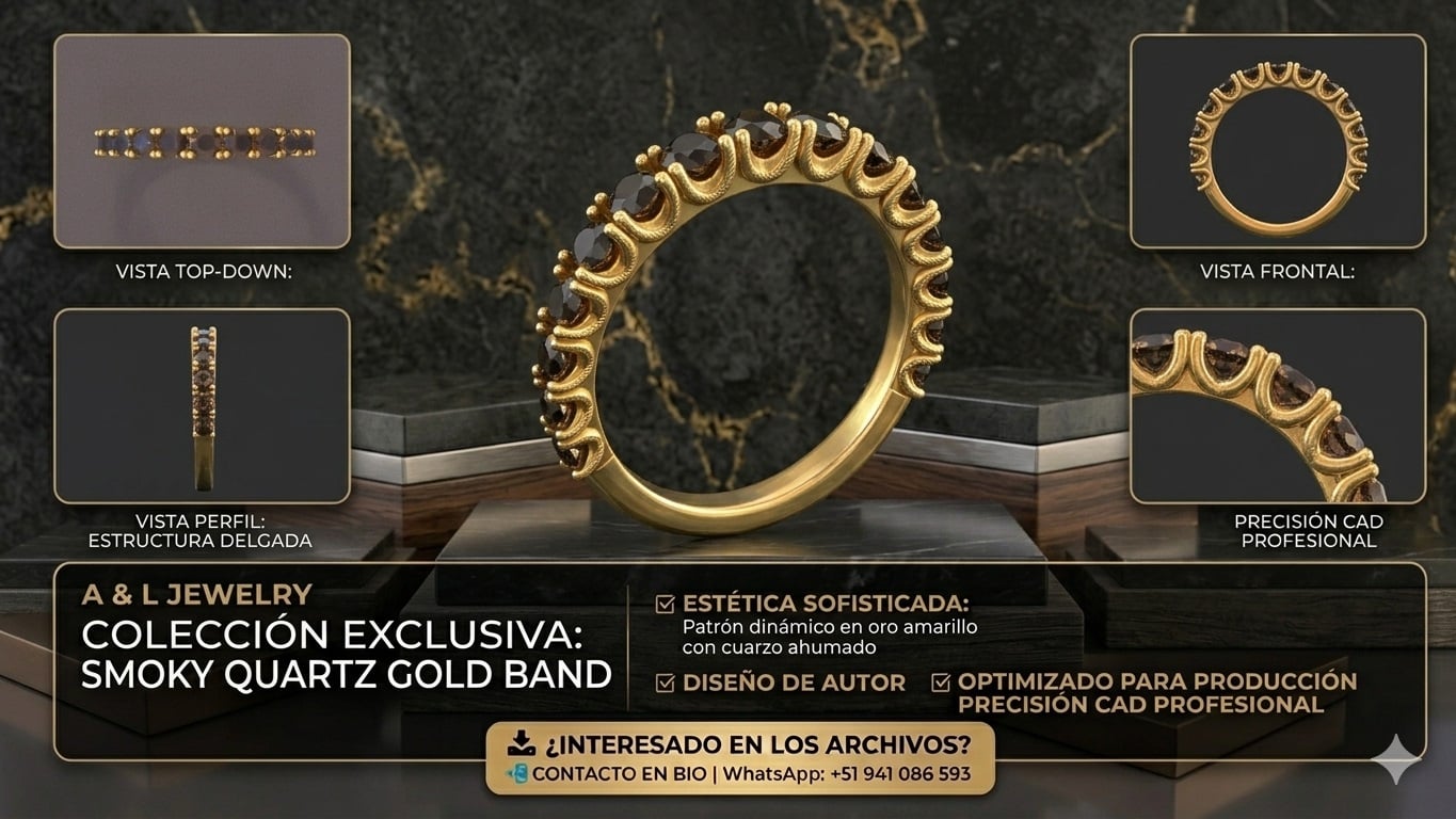 Smoky Quartz Gold Band 3d model