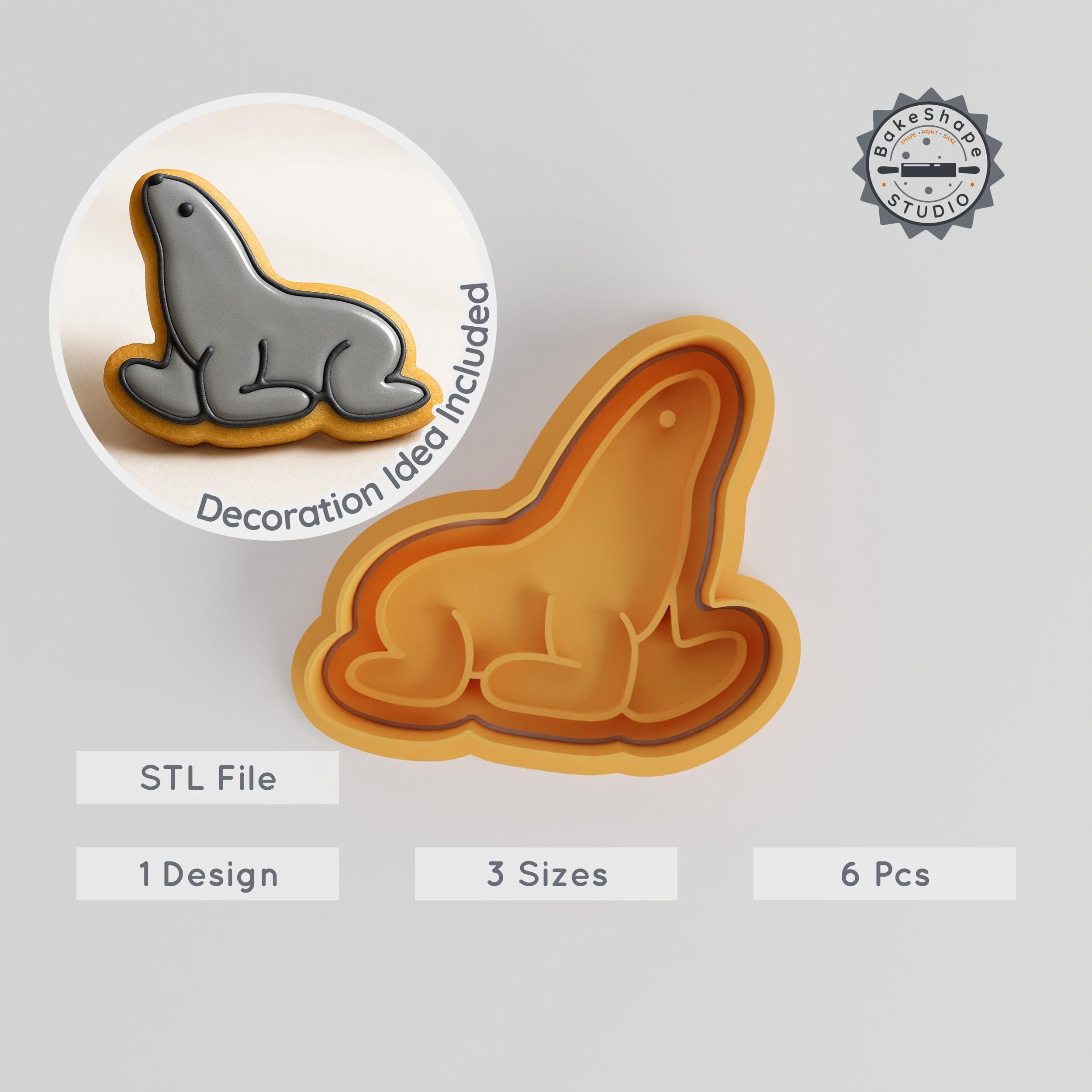 Seals Cookie Cutter & Stamp Set, Animal Sea Wildlife, Marine Wild, Ocean Mammals, 6-Piece Pack, S/M/L Sizes PRODUCT_2149 3d model